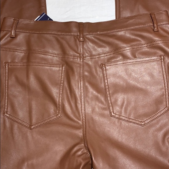 W by Worth Caramel Faux Leather Memphis Pant 14 - Picture 5 of 7